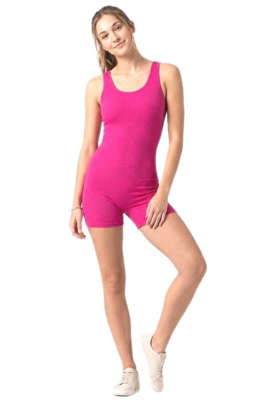 Body Wrappers VTG 80s Pink Cotton Unitard Biketard #182 Size Preteen / Adult XS